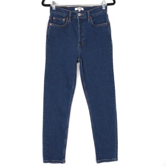 RE/DONE Women's Jeans 90s HIGH RISE ANKLE CROP Size 27 Button Fly 190-3WHRAC DRW